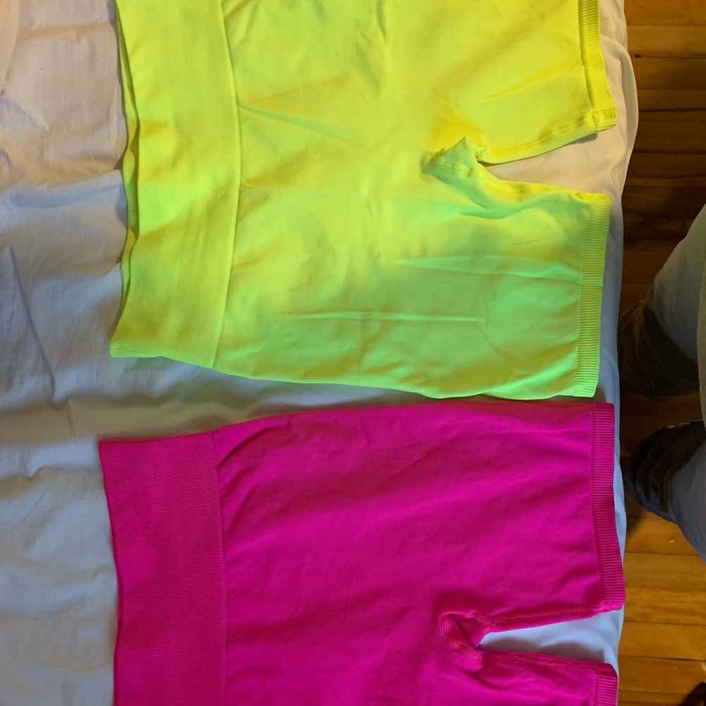 We Are Tala neon pink/yellow biker shorts